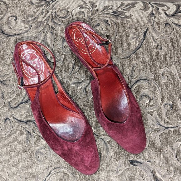 Authentic Red Suede Christian Dior Ankle Wrap Slingback 3'25 Heels - Picture 2 of 7